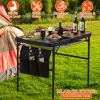 Foldable Camping Table Adjustable Height Aluminum Alloy BBQ Grill Stand, 66LBS Load, Portable Collapsible Picnic Table for Outdoor Cooking
