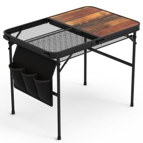 Foldable Camping Table Adjustable Height Aluminum Alloy BBQ Grill Stand, 66LBS Load, Portable Collapsible Picnic Table for Outdoor Cooking