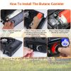 3300W Portable Camping Stove Butane Canister Dual Fuel Burner Piezo Electric Ignition Single Burner with Automatic Tank Ejection Overpressure Cut