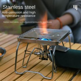 Mini Folding Stainless Steel Camping Stove, Lightweight Portable Outdoor BBQ Grill Stand & Pot Holder for Hiking, Backpacking & Travel Cooking