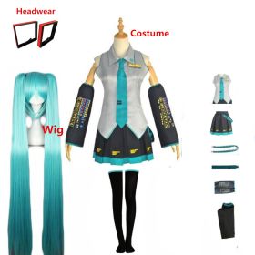 Anime Miku Cosplay Costume Japan Midi Dress Female Outfits For Halloween New Year Party Suits Wig