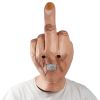 Cosplay Spoof Headgear Props Creative Personality Despises Vertical Middle Finger Latex Mask Halloween Creepy Fingers Mask