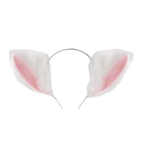 White Plush Cat Ears Headband Animal Fox Ears Hairhoop Halloween Party Dress Up Cosplay Costume Hairband