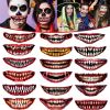 18 Sheets Halloween Temporary Tattoo Stickers 18 Styles Realistic Face Tattoo Face Stick Horror Prank Props Make Up Face Decals Cosplay Decor for Hall