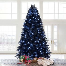 7.5ft PE/PVC Mixed Black Tree Automatic Fireproof Artificial Tree With Led for Halloween