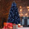 4ft Black Christmas Tree with 150 White LED Lights, 666 Tips PE+PVC Artificial Tree for Halloween & Holiday Decor