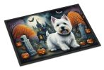 Westie Spooky Halloween Doormat Front Door Mat Indoor Outdoor Rugs for Entryway, Non Slip Washable Low Pile, 24H X 36W