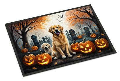 Golden Retriever Spooky Halloween Doormat Front Door Mat Indoor Outdoor Rugs for Entryway, Non Slip Washable Low Pile, 24H X 36W
