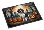 Welsh Springer Spaniel Spooky Halloween Doormat Front Door Mat Indoor Outdoor Rugs for Entryway, Non Slip Washable Low Pile, 24H X 36W
