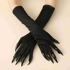 Halloween Costume Cat Woman Claw Gloves Paw Gloves Long Fingernails Black Party Gloves Cat Claws Halloween Prop Wolf Claws Glove Cosplay Costume(1 Pai