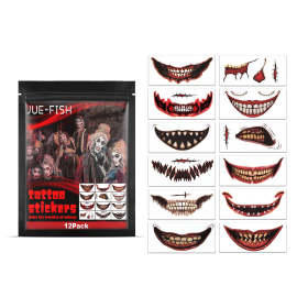 Halloween Tattoo Stickers Halloween Horror Party Makeup Holiday Decorative Mouth Tattoo Stickers