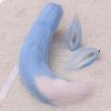 Blue White Plush Fox Tail Ears Set Cosplay Fluffy Animal Tail Ears Hair Clips Halloween Christmas Party Costume