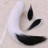 Black White Plush Fox Tail Ears Set Cosplay Fluffy Animal Tail Ears Hair Clips Halloween Christmas Party Costume