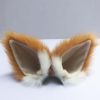 1 Pair Brown White Cat Ears Hairpin Plush Animal Fox Ears Fluffy Hair Clip Halloween Party Cosplay Costume