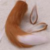 Brown White Plush Fox Tail Ears Set Cosplay Fluffy Animal Tail Ears Hair Clips Halloween Christmas Party Costume