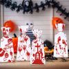 50 PCS Halloween Bloody Treat Bags with Twists Halloween Bloody Hand Pumpkin Themed Cellophane Candy Goodie Bags Ties for Halloween Horror Bloody Them