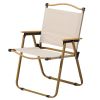 2 Pack Khaki Camping Chairs with Steel Frame 600D Oxford Fabric and Wooden Armrests Portable Kermit Style Folding Chairs Support up to 120KG for Outdo