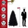 6ft PE/PVC Mixed Black Tree Hinged Automatic Fireproof Artificial Tree With Lights for Halloween