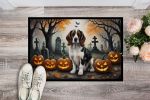 Welsh Springer Spaniel Spooky Halloween Doormat Front Door Mat Indoor Outdoor Rugs for Entryway, Non Slip Washable Low Pile, 24H X 36W