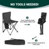 4 Pack Black Camping Chairs with Steel Frame and Oxford Fabric Portable Folding Fishing Chairs Lightweight Outdoor Seats with 100KG Weight Capacity fo