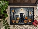 Black Pug Spooky Halloween Doormat Front Door Mat Indoor Outdoor Rugs for Entryway, Non Slip Washable Low Pile, 24H X 36W