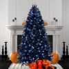4ft Black Christmas Tree with 150 White LED Lights, 666 Tips PE+PVC Artificial Tree for Halloween & Holiday Decor