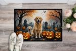 Golden Retriever Spooky Halloween Doormat Front Door Mat Indoor Outdoor Rugs for Entryway, Non Slip Washable Low Pile, 24H X 36W