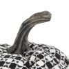 7x7x6.7" Fabric Black-White Plaid Pumpkin Decor, for Holiday Halloween Decoration