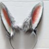 Grey Simulated Plush Rabbit Ears Hairband Cosplay Fluffy Animal Ears Headband Halloween Christmas Cosplay Party Costume