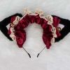 Black Red Faux Fur Fox Ears Headband Cute Animal Plush Cat Dog Ears Headband Halloween Cosplay Costume Party Lace Headbands