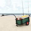 Durable steel fishing trolley with bag, rod holders, and pneumatic wheels—perfect for camping, fishing, and outdoor gear transport.