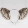 Grey Plush Cat Ears Headband Animal Fox Wolf Ears Hairhoop Halloween Party Dress Up Cosplay Costume Hairband