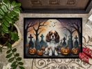 Cavalier Spaniel Spooky Halloween Doormat Front Door Mat Indoor Outdoor Rugs for Entryway, Non Slip Washable Low Pile, 24H X 36W