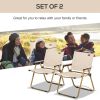 Folding Camping Chairs Set of 2 Lightweight Portable Armchairs for Outdoor Festivals Fishing Beach Khaki