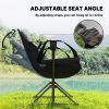 Hammock Camping Chair Set of 2, Adjustable Back Folding Swinging Hammock Chair with Cup Holder and Padded Seat, Black