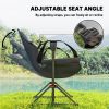 Hammock Camping Chair Set of 2, Adjustable Back Folding Swinging Hammock Chair with Cup Holder and Padded Seat, Gray