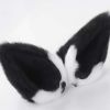 1 Pair Black White Cat Ears Hairpin Plush Animal Fox Ears Fluffy Hair Clip Halloween Party Cosplay Costume