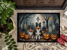 Sheltie Spooky Halloween Doormat Front Door Mat Indoor Outdoor Rugs for Entryway, Non Slip Washable Low Pile, 24H X 36W