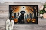 Black Labrador Retriever Spooky Halloween Doormat Front Door Mat Indoor Outdoor Rugs for Entryway, Non Slip Washable Low Pile, 24H X 36W