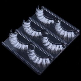 3 Pairs White Eyelashe Fluffy Lace Colored False Lashes Vegan Silk Eye Lashes for Doll Cosplay Party Halloween Makeup (Color: Cat eye white lash A)