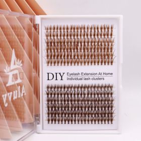 Brown Mix Colored Individual Lashes Colored Cluster False Lashes supplies for eyelash extensions Halloween makeup products (Length: 14mm, Color: Light And Dark Brown)