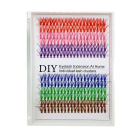 Brown Mix Colored Individual Lashes Colored Cluster False Lashes supplies for eyelash extensions Halloween makeup products (Length: 14mm, Color: Mix Colored)