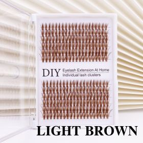 Brown Mix Colored Individual Lashes Colored Cluster False Lashes supplies for eyelash extensions Halloween makeup products (Length: MIX(9-14mm), Color: Light Brown)