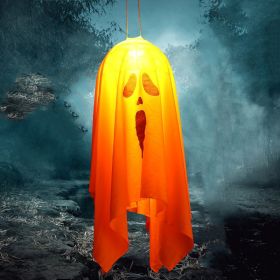 Halloween Decorations Outdoor Decor Hanging Lighted Glowing Ghost Witch Hat Halloween Decorations Indoor Outside Ornaments Clearance Halloween Party L (size: 45cm)