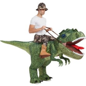 Adult Child Boys Girls Funny Inflatable Dinosaur Costume Riding Tyrannosaurus Rex Cosplay Fancy Dress Kids Halloween Party (Color: Adult (150-190cm), size: One Size)