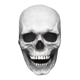 Full Head Skull Mask Carnival Adults Realistc Anonymous Halloween Moveable Mouth Jaw Anime Horror Helmet Skeleton Headgear Masks (Color: White)