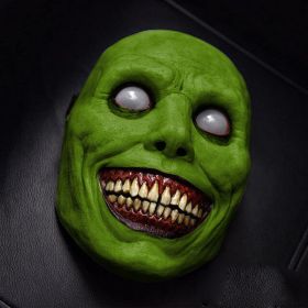 Smiling Demon Mask Cosplay Evil Half Face Latex Masks Halloween Dress Up Masquerade Party Costume Props Accessor (Color: Green)