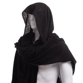 Vintage Pirate Scarf Medieval Hood Cloak Halloween Cosplay Middle Ages Mittelalter Shoulder Cowl (Color: Black, Ships From: CN)