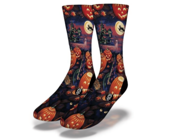Haunted Pumpkin Patch Halloween Socks (size: Junior)