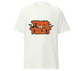 Trick or Treat halloween night bat design merchyprint yellow , size Medium (Color: White, size: S)